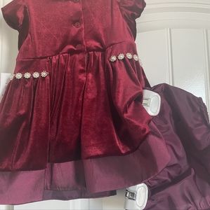 Girls red dress with bloomers